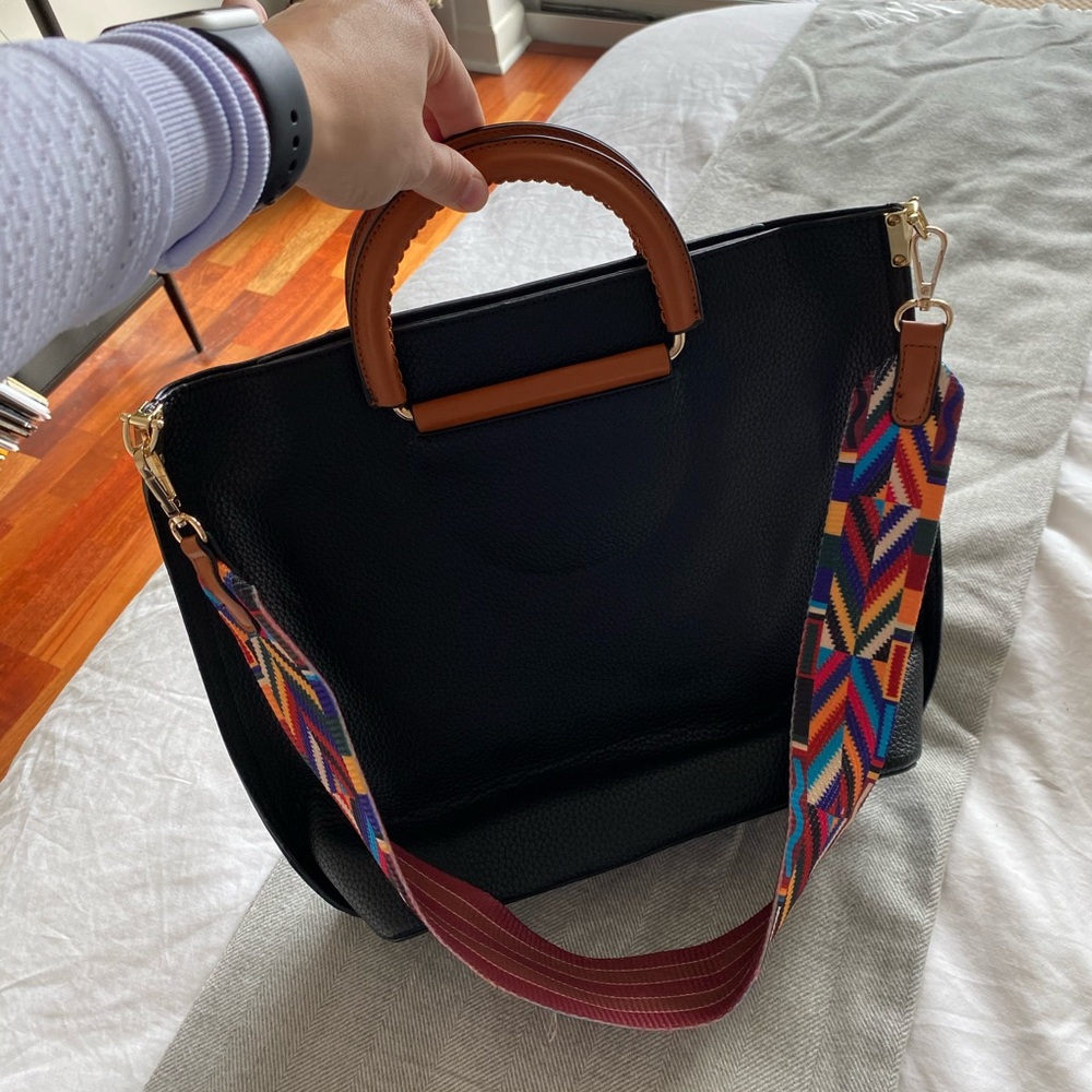 Black bag with fun strap